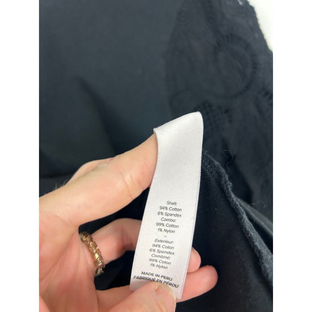 Cinq à Sept Carmine Embroidered Eyelet Top Black Small Feminine Romantic - Picture 7 of 8